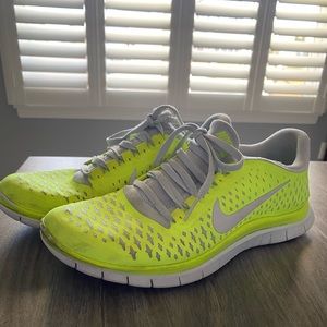 Nike Free 3.0 Highlighter Yellow Reflective Swish Size 8